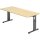 Hammerbacher Schreibtisch O-Serie Maße: 1.800 x 650-850 x 800 mm (B x H x T) Spanplatte ahorn