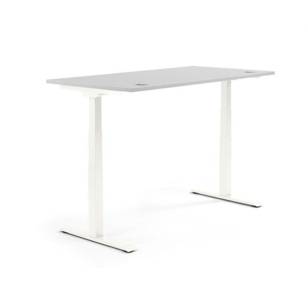 Schreibtisch FLEX MODUL Maße: 1.200 x 605-1.255 x 800 mm (B x H x T) Spanplatte, melaminharzbeschichtet lichtgrau