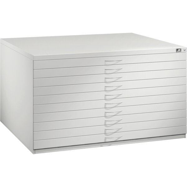 C+P Schubladenschrank Serie 7200 1.350 x 760 x 960 mm (B x H x T) 10 Schubladen Stahl, lackiert Farbe: lichtgrau