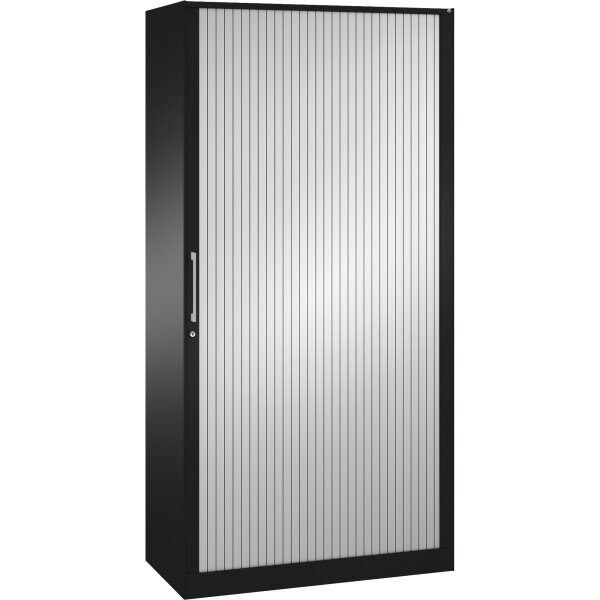 C+P Rollladenschrank Asisto 1.000 x 1.980 x 435 mm (B x H x T) 4 Fachböden lichtgrau schwarzgrau