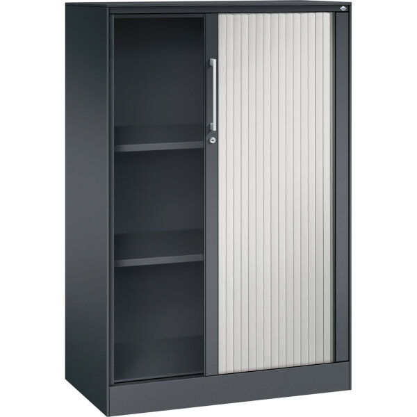 C+P Rollladenschrank Asisto 800 x 1.310 x 435 mm (B x H x T) 2 Fachböden lichtgrau schwarzgrau