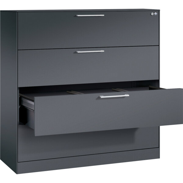 C+P Hängeregistraturschrank Asisto 1.200 x 1.298 x 435 mm (B x H x T) Stahl, lackiert schwarzgrau