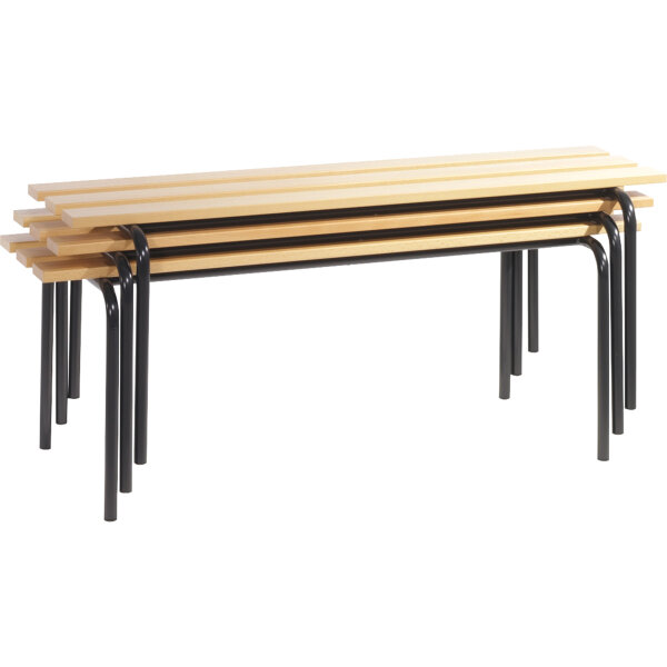 C+P Umkleidebank 1.200 x 460 x 460 mm (B x H x T) Buche schwarzgrau