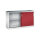 C+P Schiebetürenschrank Acurado 1.600 x 1.000 x 500 mm (B x H x T) 2 x 1 Fachboden Stahl, lackiert Farbe der Front: rubinrot Farbe des Korpus: lichtgrau