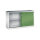C+P Schiebetürenschrank Acurado 1.600 x 1.000 x 500 mm (B x H x T) 2 x 1 Fachboden Stahl, lackiert Farbe der Front: resedagrün Farbe des Korpus: lichtgrau