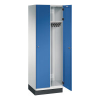 C+P Kleiderspind Cambio 600 x 1.950 x 525 mm (B x H x T) 2 Abteile Stahl, lackiert Farbe der Front: enzianblau Farbe des Korpus: lichtgrau