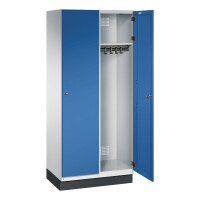 C+P Kleiderspind Cambio 800 x 1.950 x 525 mm (B x H x T) 2 Abteile Stahl, lackiert Farbe der Front: enzianblau Farbe des Korpus: lichtgrau