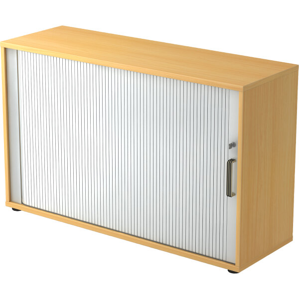 Hammerbacher Rollladenschrank 1.200 x 748 x 400 mm (B x H x T) silber buche