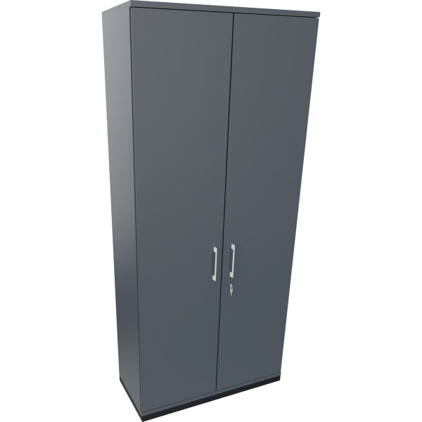 Flügeltürenschrank endless 1.000 x 2.221 x 442 mm (B x H x T) 5 Fachböden Holz Farbe: lavagrau anthrazit metallic