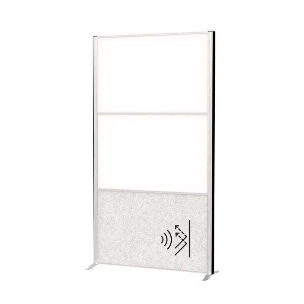 MAUL Stellwand MAULconnecto 100 x 182 cm (B x H) Zweibeinstativ 100 % PES-Fasern, 20 % recycelt weiß, hellgrau
