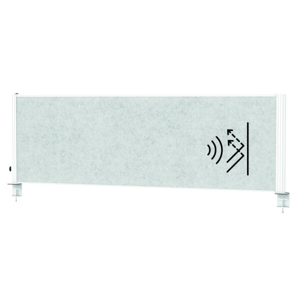 MAUL Tischtrennwand MAULconnecto Uplight 160 x 50 cm (B x H) schwer entflammbar hellgrau