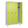 C+P Kleiderspind Classic PLUS 1.200 x 1.950 x 500 mm (B x H x T) 4 Abteile Stahl Farbe der Front: clowngrün Farbe des Korpus: lichtgrau
