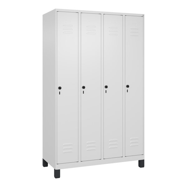 C+P Kleiderspind Classic PLUS 1.200 x 1.950 x 500 mm (B x H x T) 4 Abteile Stahl Farbe der Front: verkehrsweiß Farbe des Korpus: verkehrsweiß