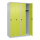 C+P Kleiderspind Classic PLUS 1.200 x 1.850 x 500 mm (B x H x T) 4 Abteile Stahl Farbe der Front: clowngrün Farbe des Korpus: lichtgrau