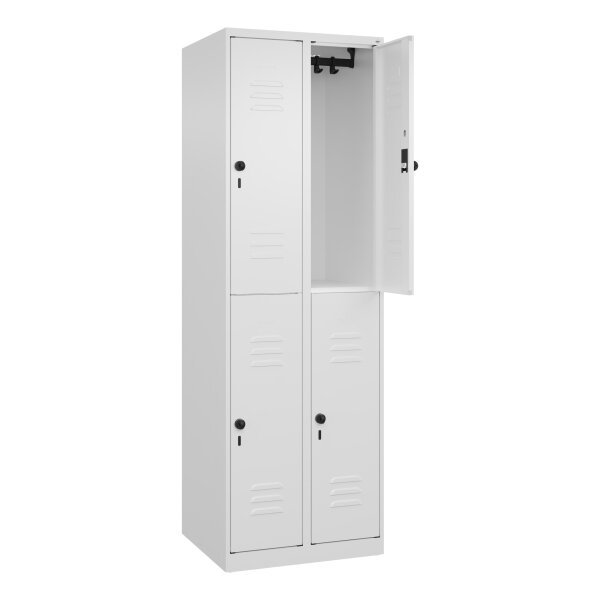 C+P Kleiderspind Classic PLUS 600 x 1.850 x 500 mm (B x H x T) 2 Abteile Stahl Farbe der Front: verkehrsweiß Farbe des Korpus: verkehrsweiß