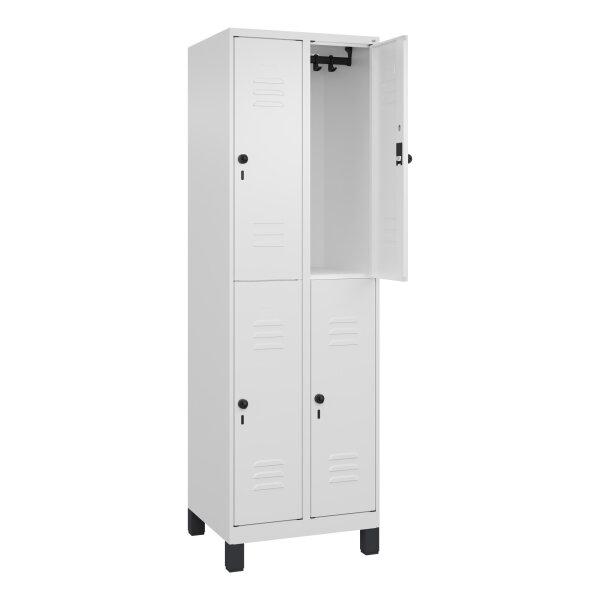 C+P Kleiderspind Classic PLUS 600 x 1.950 x 500 mm (B x H x T) 2 Abteile Stahl Farbe der Front: verkehrsweiß Farbe des Korpus: verkehrsweiß
