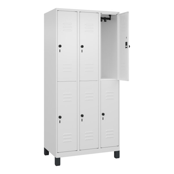 C+P Kleiderspind Classic PLUS 900 x 1.950 x 500 mm (B x H x T) 3 Abteile Stahl Farbe der Front: verkehrsweiß Farbe des Korpus: verkehrsweiß