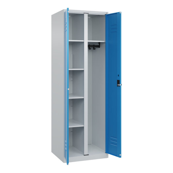 C+P Garderobenschrank Classic PLUS 600 x 1.850 x 500 mm (B x H x T) Stahl Farbe der Front: lichtblau Farbe des Korpus: lichtgrau
