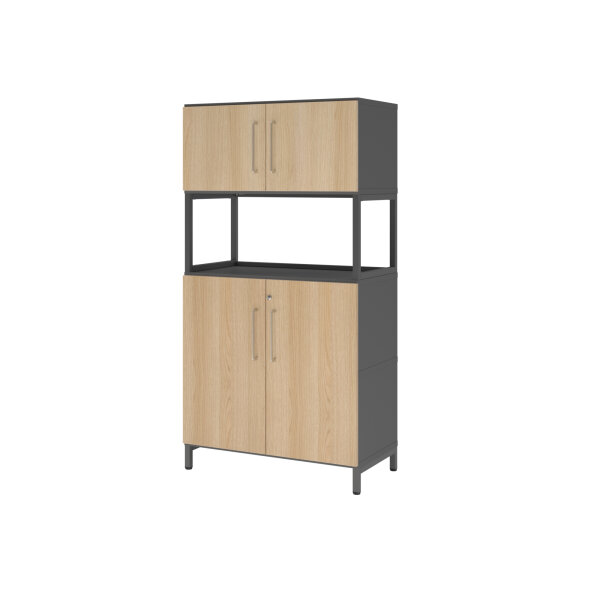 Hammerbacher Regalschrank FlexWall 800 x 1.532 x 417 mm (B x H x T) Flügeltür ohne Rollen Holz