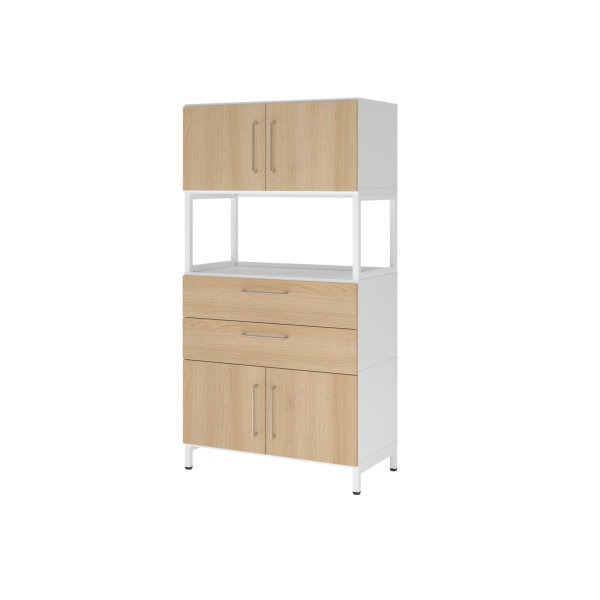 Hammerbacher Regalschrank FlexWall 800 x 1.532 x 417 mm (B x H x T) Flügeltür ohne Rollen Holz