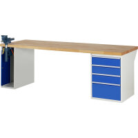 RAU Werkbank 7000 2.500 x 890 x 900 mm (B x H x T) enzianblau lichtgrau