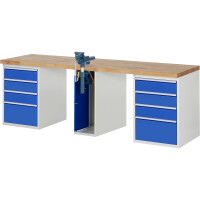 RAU Werkbank 7000 2.500 x 890 x 700 mm (B x H x T) enzianblau lichtgrau
