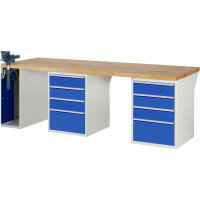 RAU Werkbank 7000 2.500 x 890 x 900 mm (B x H x T) enzianblau lichtgrau