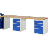 RAU Werkbank 7000 3.000 x 890 x 700 mm (B x H x T) enzianblau lichtgrau
