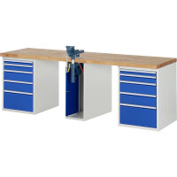 RAU Werkbank 7000 2.500 x 890 x 700 mm (B x H x T) enzianblau lichtgrau