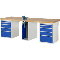 RAU Werkbank 7000 2.500 x 890 x 900 mm (B x H x T) enzianblau lichtgrau