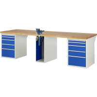 RAU Werkbank 7000 3.000 x 890 x 900 mm (B x H x T) enzianblau lichtgrau
