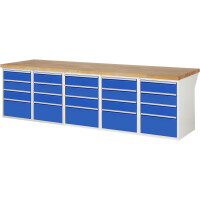 RAU Werkbank 7000 3.000 x 890 x 900 mm (B x H x T) enzianblau lichtgrau