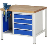 RAU Werkbank 8000 1.000 x 840-1.040 x 900 mm (B x H x T) enzianblau lichtgrau