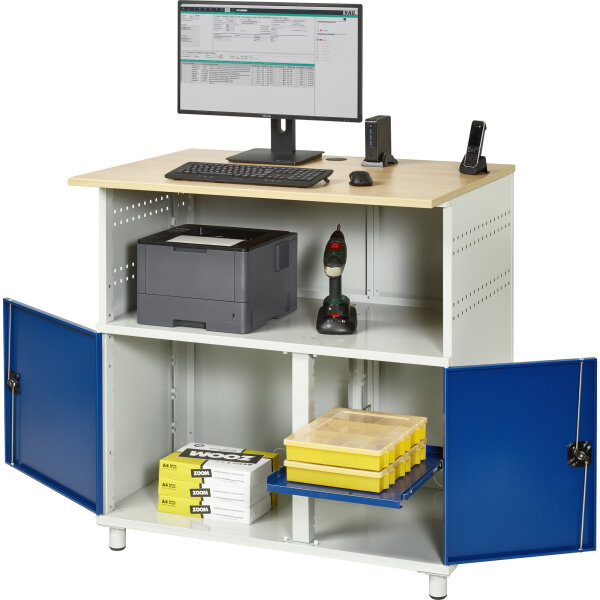 RAU PC-Arbeitsplatz Modell 1023 1.100 x 1.130 x 790 mm (B x H x T) abschließbar