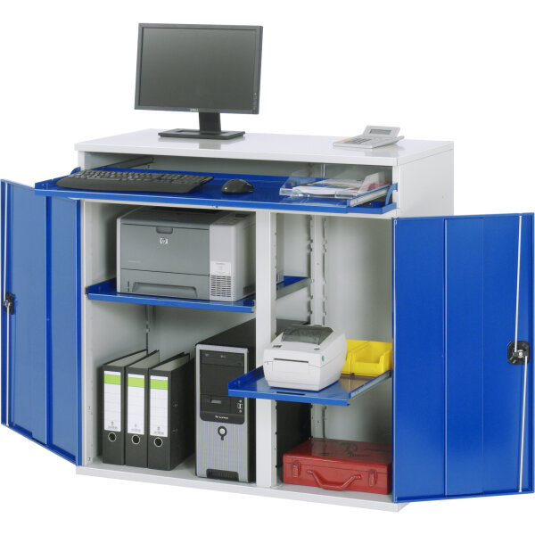 RAU PC-Arbeitsplatz Modell 60 1.100 x 1.060 x 520 mm (B x H x T) abschließbar Stahl, pulverbeschichtet