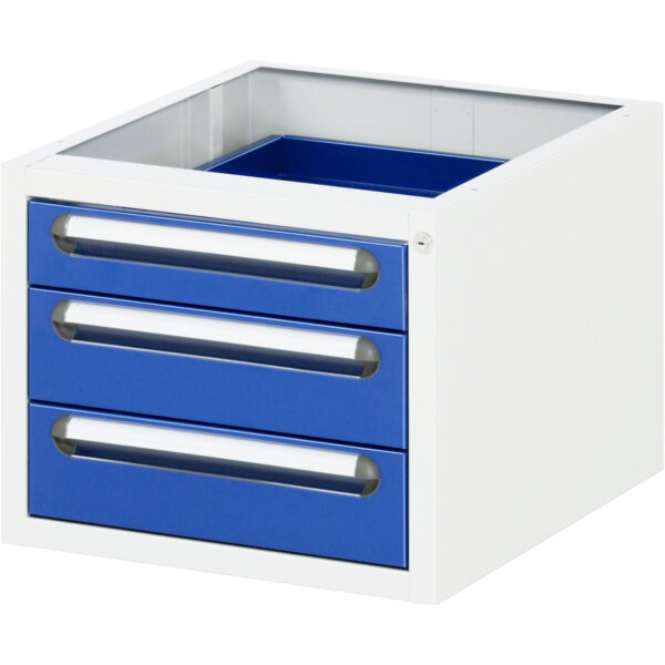 RAU Unterbaucontainer E 480 x 395 x 600 mm (B x H x T) 3 Schubladen Stahl, pulverbeschichtet enzianblau