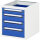 RAU Unterbaucontainer E 480 x 545 x 600 mm (B x H x T) 4 Schubladen Stahl, pulverbeschichtet enzianblau