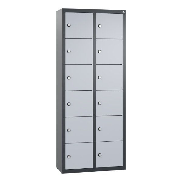 C+P Wandschließfach Intro 460 x 1.130 x 200 mm (B x H x T) 12 Fächer Zylinderschloss 23,18kg Stahl, lackiert weißaluminium