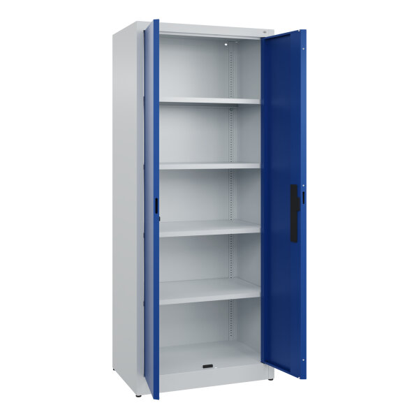 C+P Flügeltürenschrank Acurado 800 x 1.950 x 500 mm (B x H x T) 4 Fachböden Stahl Farbe der Front: enzianblau Farbe des Korpus: lichtgrau