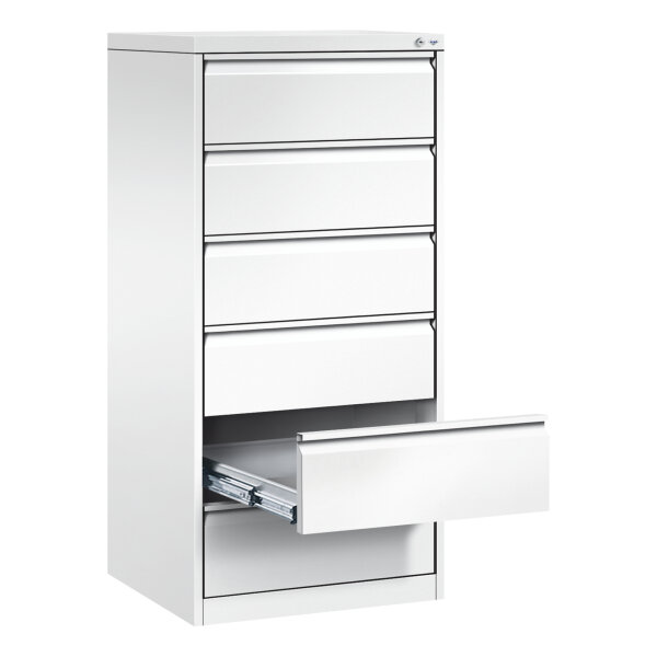 C+P Karteischrank Acurado 553 x 1.357 x 590 mm (B x H x T) 6 Schubladen Stahl, lackiert verkehrsweiß