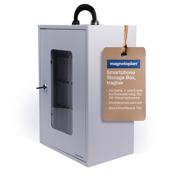 magnetoplan® Handy-Aufbewahrungsschrank Storage Box 29,5 x 44,5 x 20,5 cm (B x H x T) 36 Fächer Zylinderschloss 5kg Stahl, lackiert