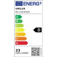 UNILUX Deckenfluter DEL ARTICULATED 2.0 175-186cm D 23 kWh/1.000h schwarz