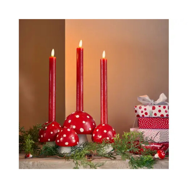 LUMINEO LED Kerze 2,2 x 24,5 cm (Ø x H) 350h Wachs weihnachtsrot 2 St./Pack.