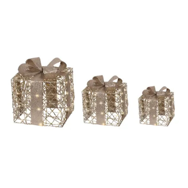 LUMINEO Lichtfigur Geschenkschachtel Innenbereich 15 x 15 x 20 cm, 20 x 20 x 25 cm, 25 x 25 x 30 cm (B x H x T) LED 15, 20, 30 LEDs Batterie