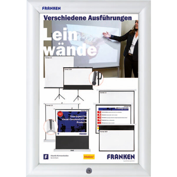 FRANKEN Bilderwechselrahmen Security 27,2 x 35,9 x 1,7 cm (B x H x T) DIN A4 Aluminium silber