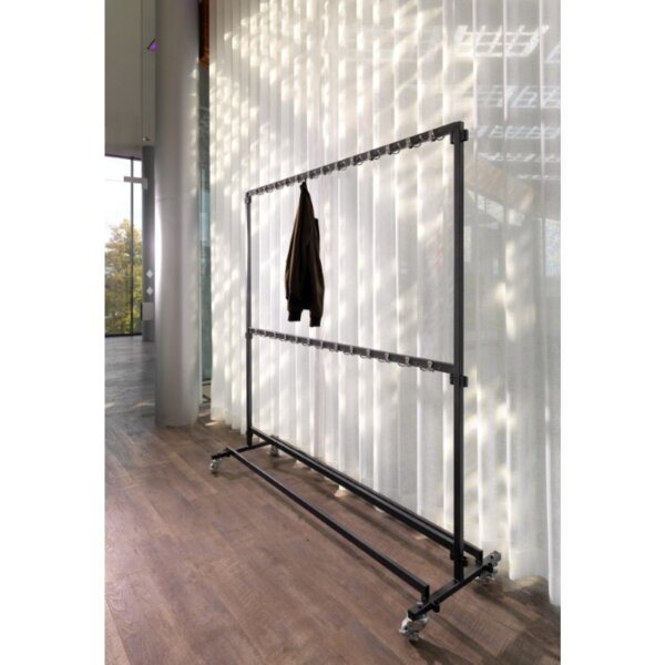 FEROS Garderobenständer Nordic 192 x 200 x 60 cm (B x H x T) Stahl, pulverbeschichtet hammerite silber