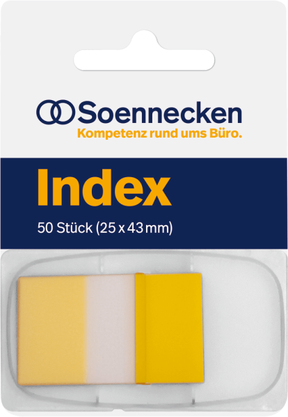 Haftstreifen Soennecken Index, PET, 25 x 43 mm, 50 Streifen, gelb