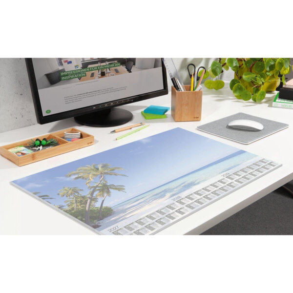 SIGEL Schreibunterlage Beach 59,5 x 41 cm (B x H) DIN A2 mit Kalender 3 Jahre Papier blau 30 Bl.