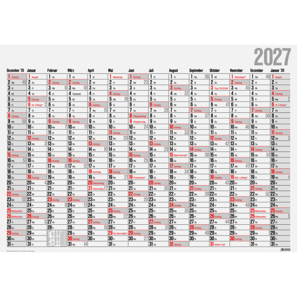 Glocken Plakatkalender 2027 98 x 68 cm (B x H) 14 Monate/1 Seite Karton