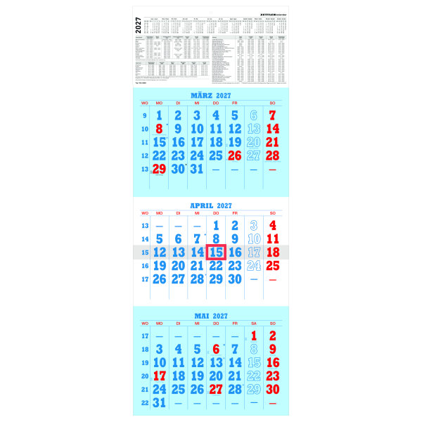 ZETTLER Wandkalender 29,7 x 78 cm (B x H) 2027
